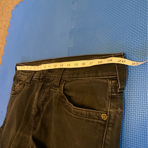 True Religion Mens 38x28 Black Ricky Relaxed Straight Stretch Flap Button Pocket - Picture 8 of 16